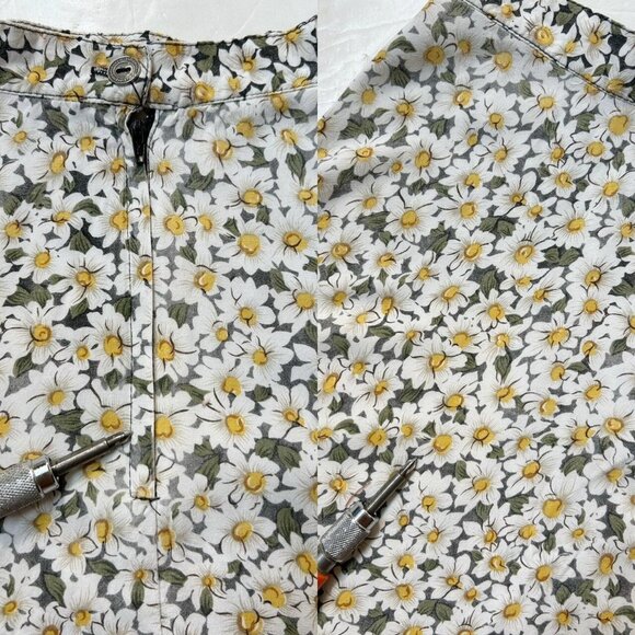 90s Vintage Daisy Floral Circle Mini Skirt Flower Print Flared Rayon Faded. - Picture 7 of 7